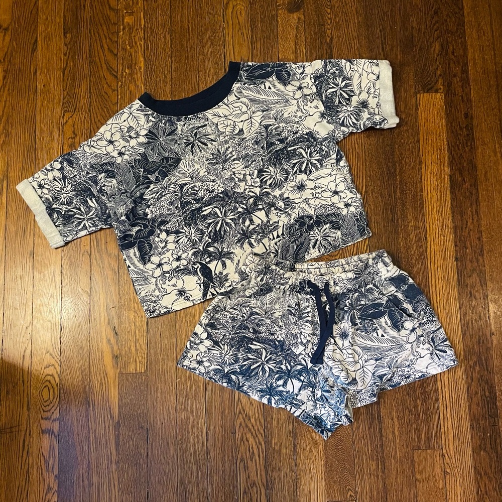 Old Navy tropical print crop top and short lounge set